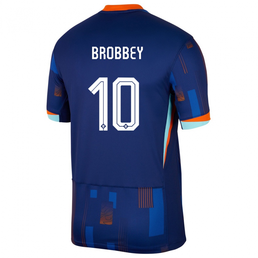 Niño Camiseta Países Bajos Brian Brobbey #10 Azul 2ª Equipación 24-26 La Camisa Argentina