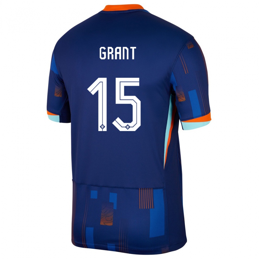 Niño Camiseta Países Bajos Chasity Grant #15 Azul 2ª Equipación 24-26 La Camisa Argentina