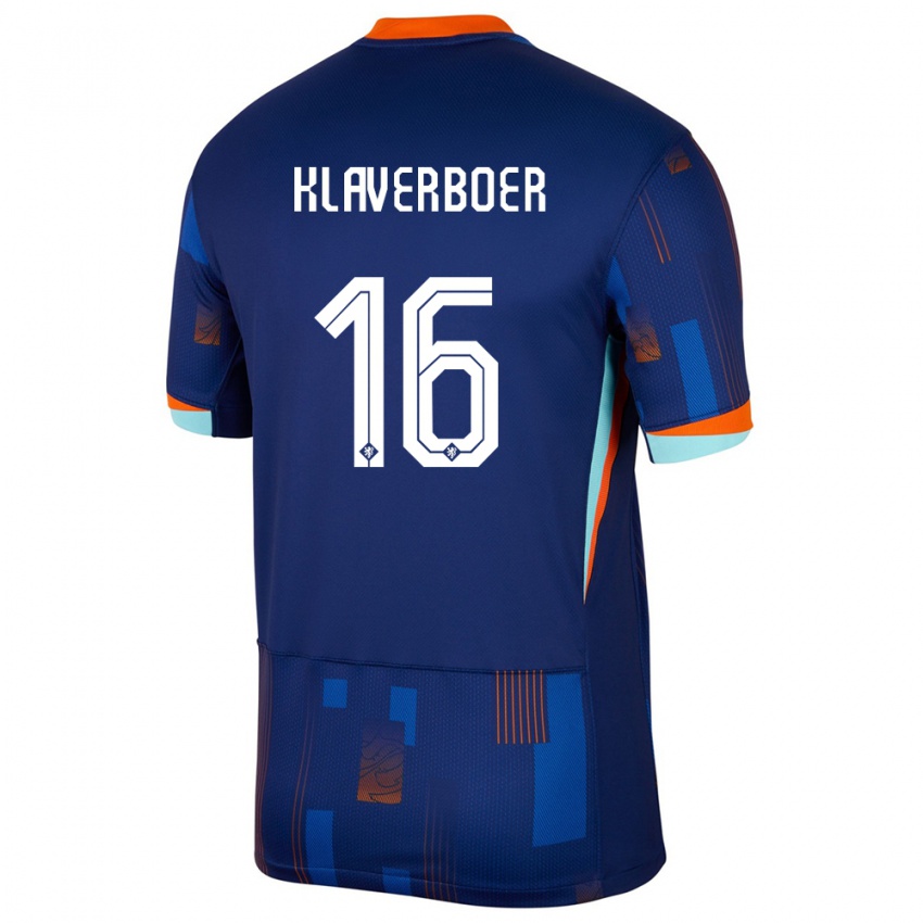Niño Camiseta Países Bajos Bernt Klaverboer #16 Azul 2ª Equipación 24-26 La Camisa Argentina