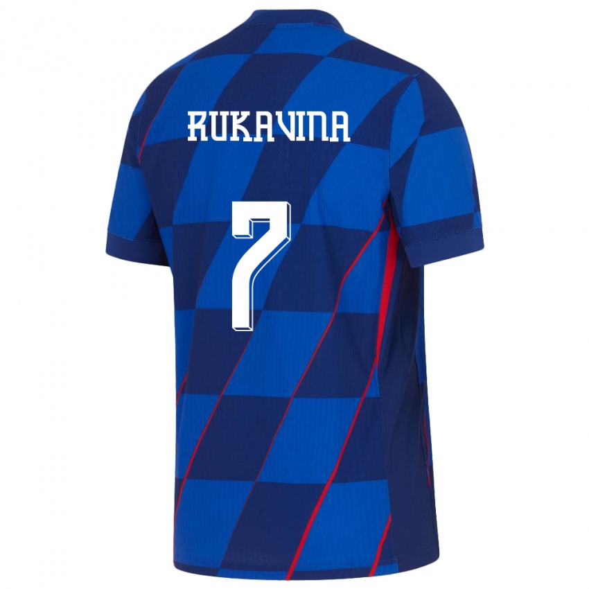 Niño Camiseta Croacia Gabriel Rukavina #7 Azul 2ª Equipación 24-26 La Camisa Argentina