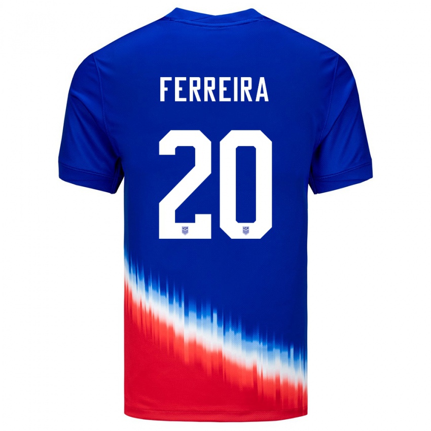 Niño Camiseta Estados Unidos Jesus Ferreira #20 Azul 2ª Equipación 24-26 La Camisa Argentina