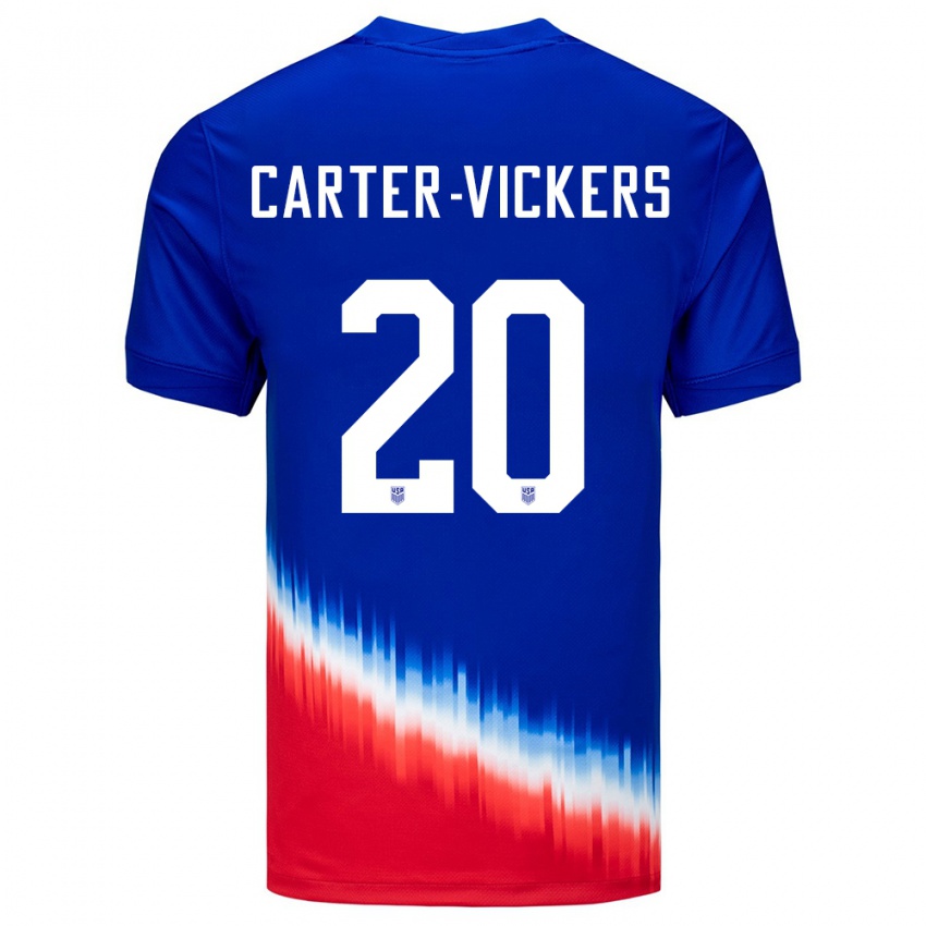 Niño Camiseta Estados Unidos Cameron Carter-Vickers #20 Azul 2ª Equipación 24-26 La Camisa Argentina