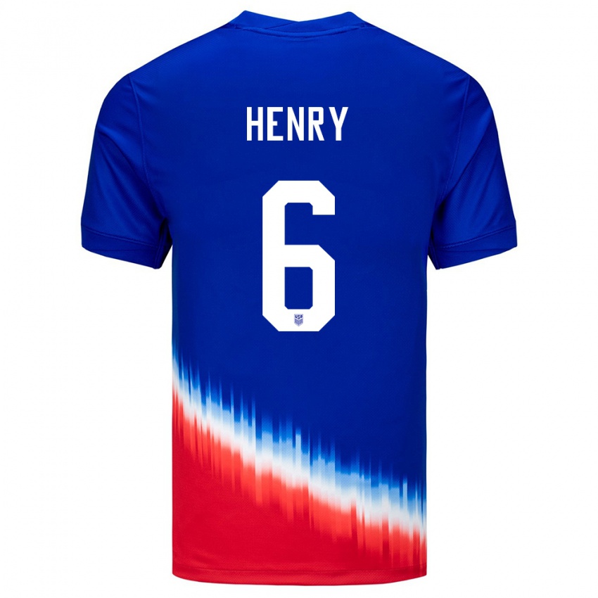 Niño Camiseta Estados Unidos Kobi Henry #6 Azul 2ª Equipación 24-26 La Camisa Argentina