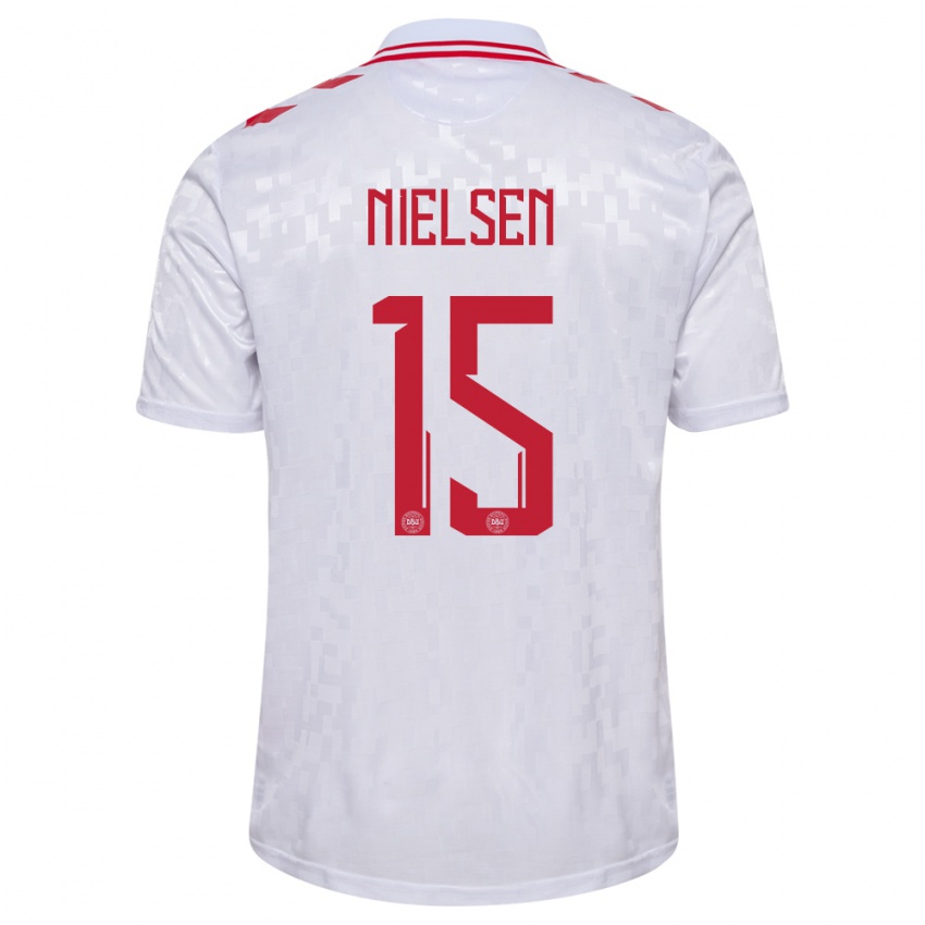 Niño Camiseta Dinamarca Villads Nielsen #15 Blanco 2ª Equipación 24-26 La Camisa Argentina