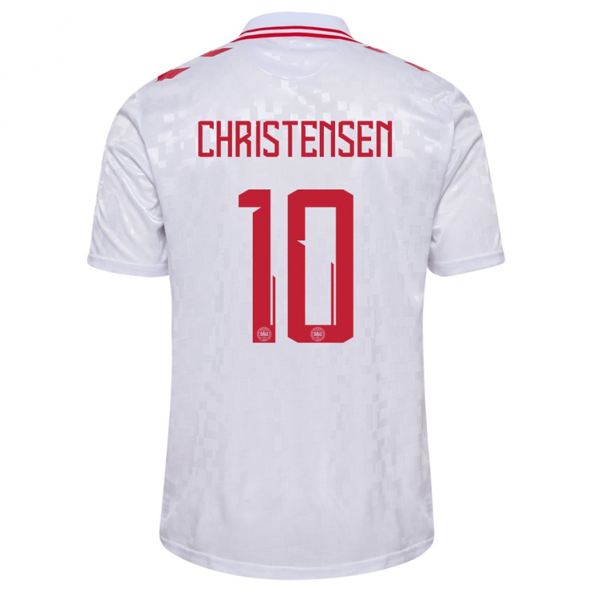 Niño Camiseta Dinamarca Gustav Christensen #10 Blanco 2ª Equipación 24-26 La Camisa Argentina