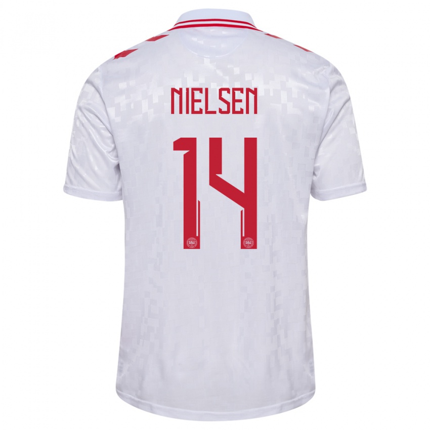 Niño Camiseta Dinamarca Julius Nielsen #14 Blanco 2ª Equipación 24-26 La Camisa Argentina