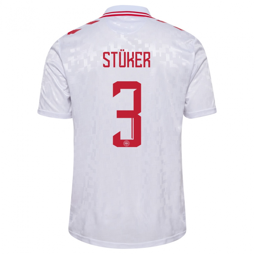 Niño Camiseta Dinamarca Simon Stüker #3 Blanco 2ª Equipación 24-26 La Camisa Argentina