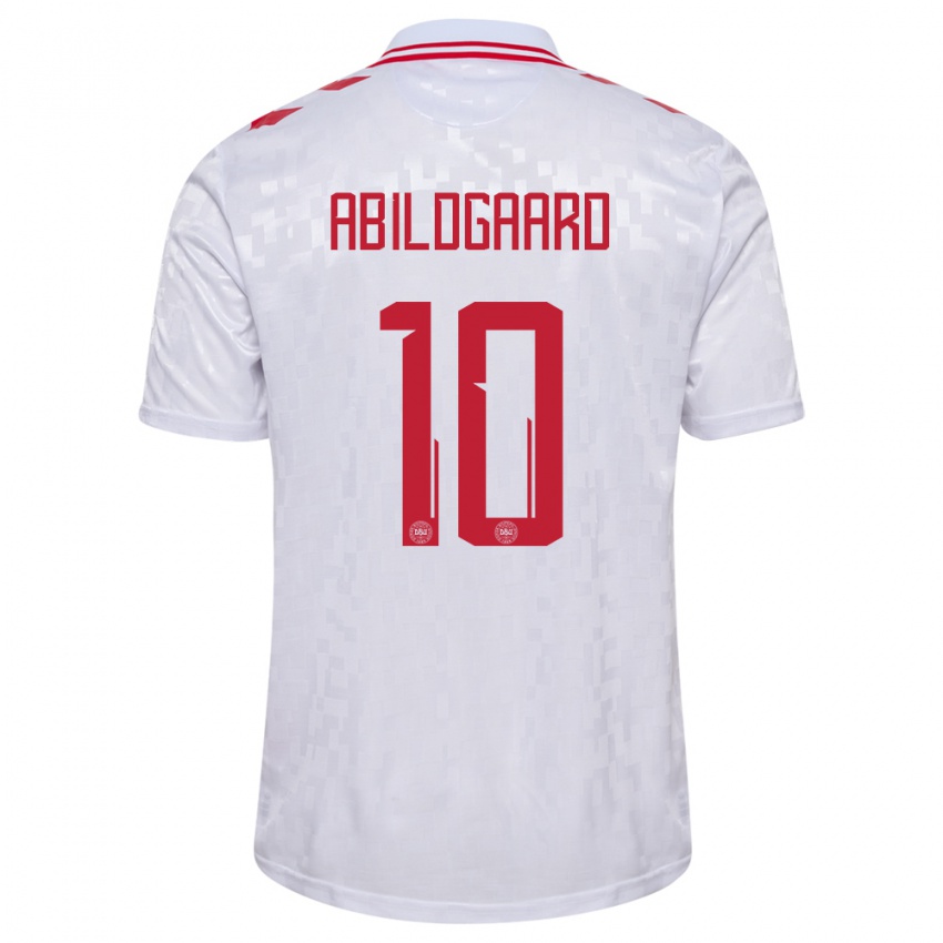 Niño Camiseta Dinamarca Lasse Abildgaard #10 Blanco 2ª Equipación 24-26 La Camisa Argentina