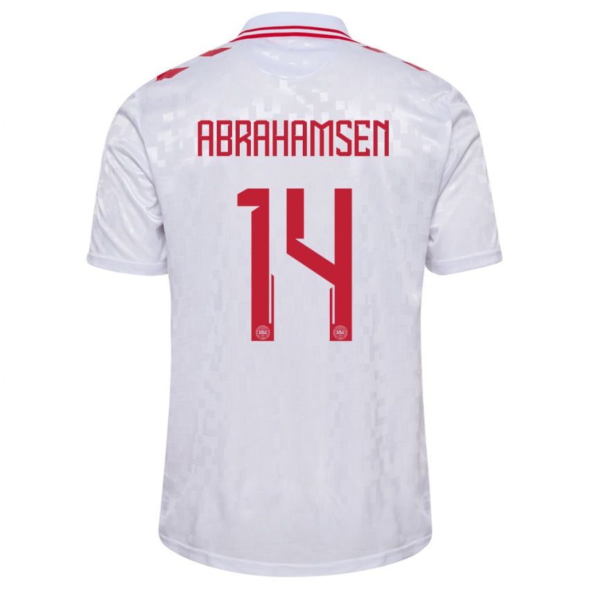 Niño Camiseta Dinamarca Mads Abrahamsen #14 Blanco 2ª Equipación 24-26 La Camisa Argentina