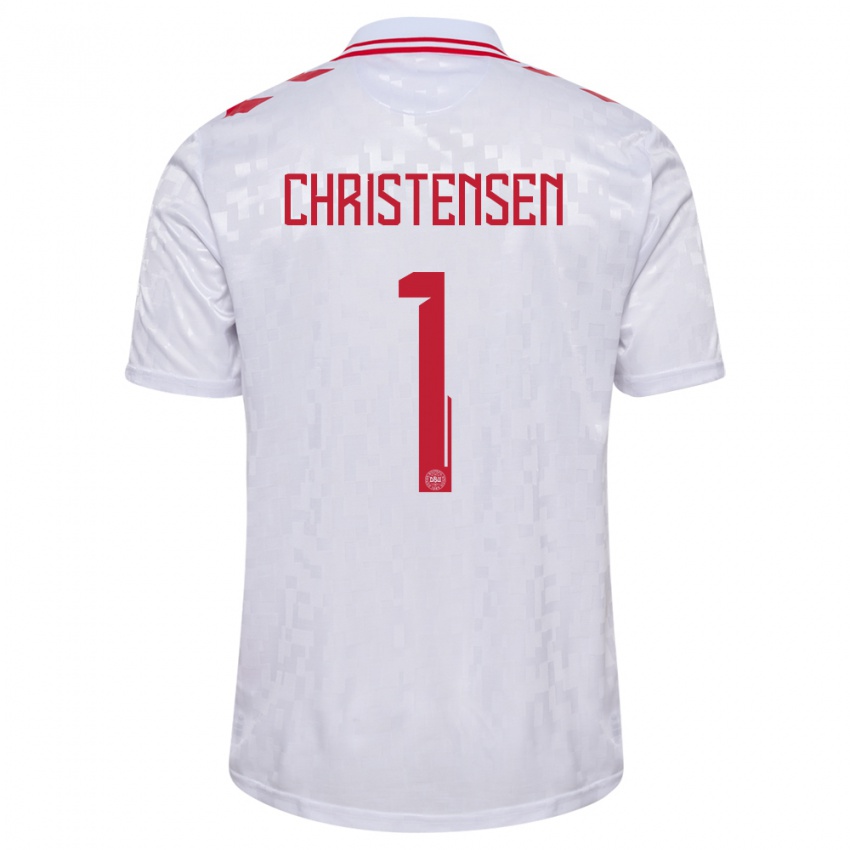 Niño Camiseta Dinamarca Lene Christensen #1 Blanco 2ª Equipación 24-26 La Camisa Argentina