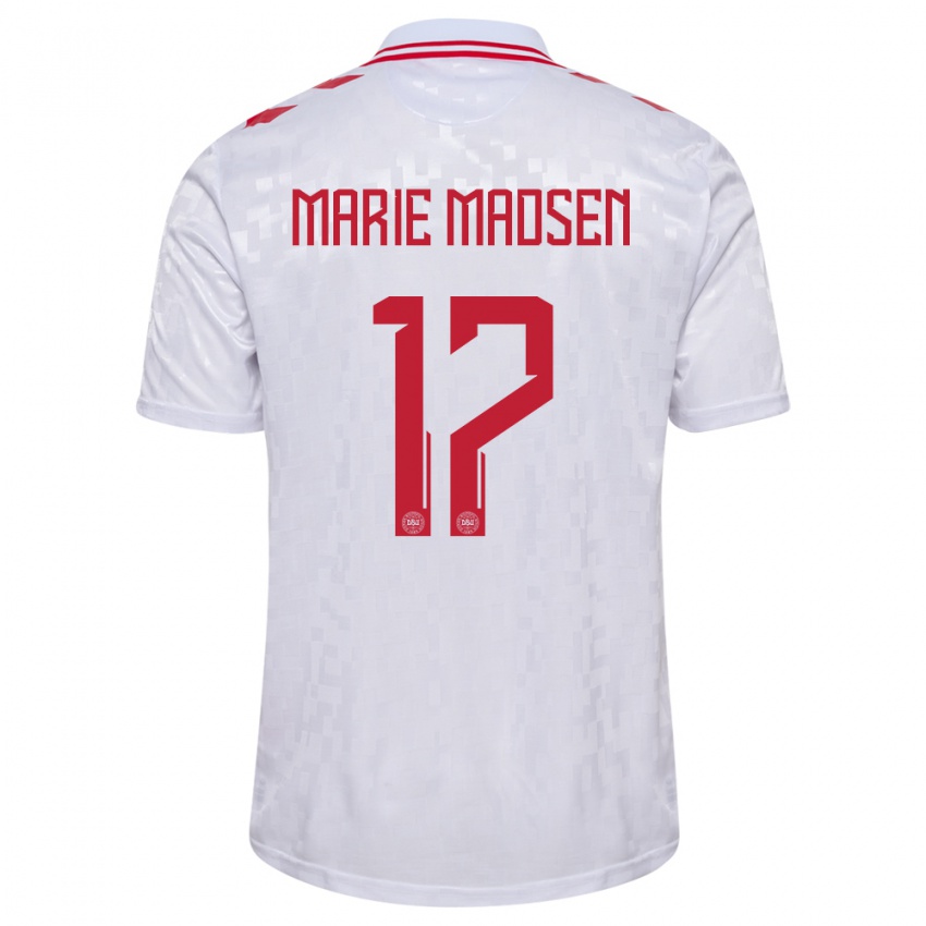 Niño Camiseta Dinamarca Rikke Marie Madsen #17 Blanco 2ª Equipación 24-26 La Camisa Argentina