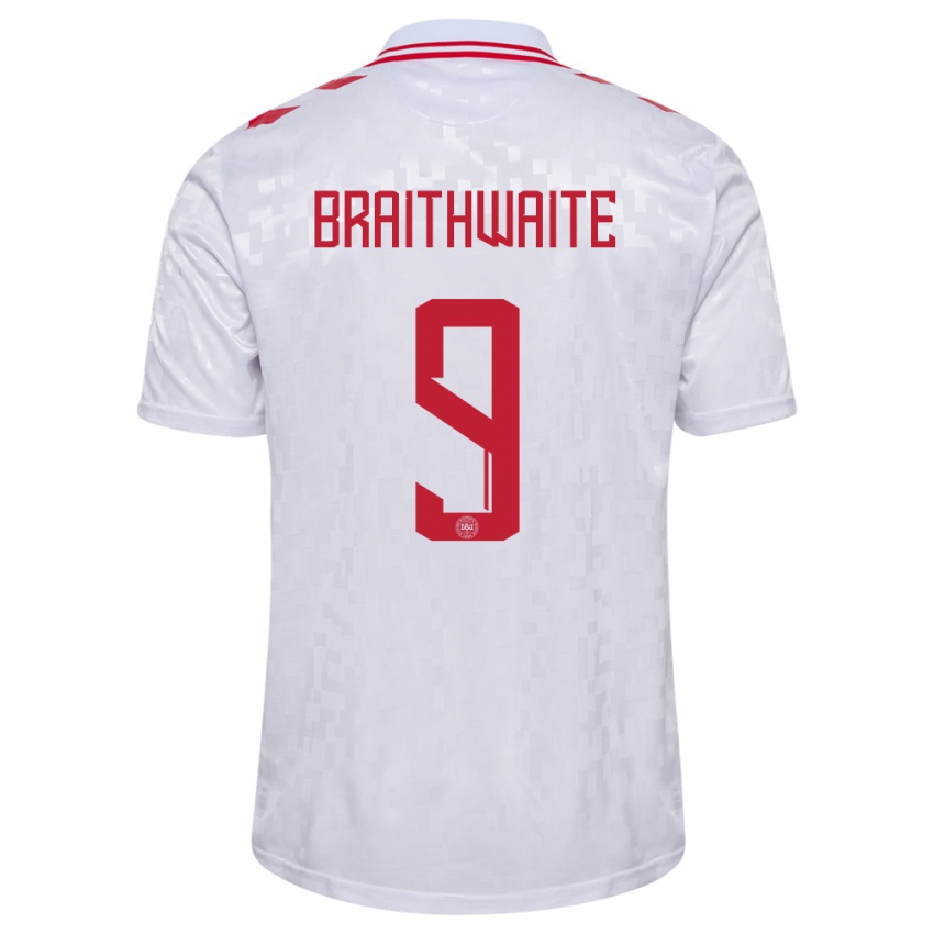 Niño Camiseta Dinamarca Martin Braithwaite #9 Blanco 2ª Equipación 24-26 La Camisa Argentina