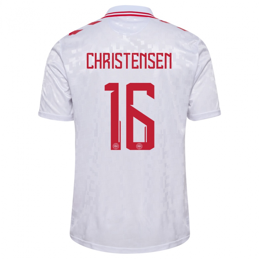 Niño Camiseta Dinamarca Oliver Christensen #16 Blanco 2ª Equipación 24-26 La Camisa Argentina