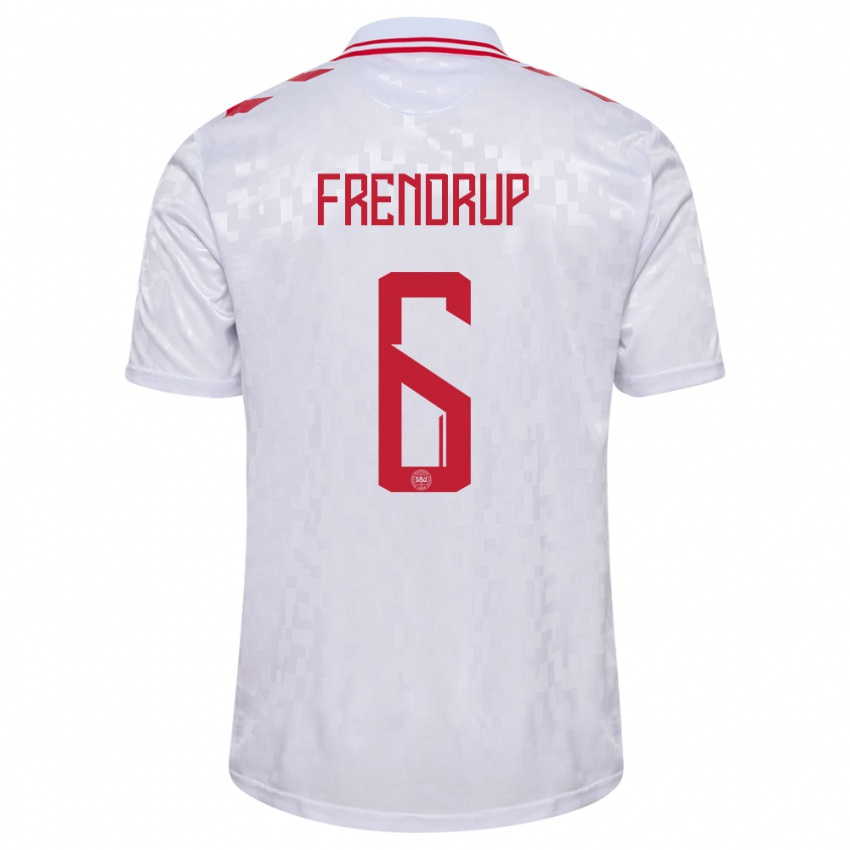 Niño Camiseta Dinamarca Morten Frendrup #6 Blanco 2ª Equipación 24-26 La Camisa Argentina