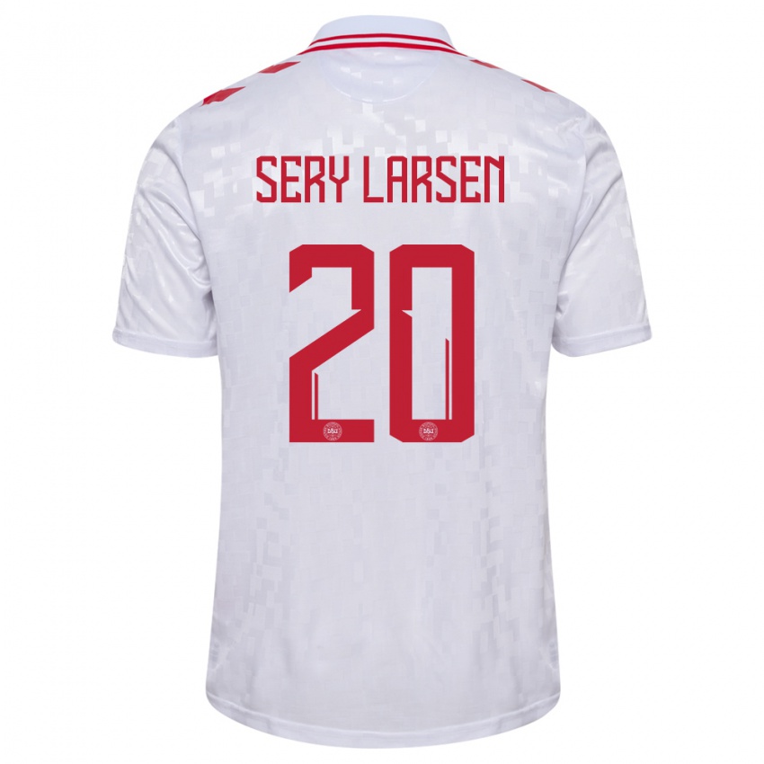 Niño Camiseta Dinamarca Japhet Sery Larsen #20 Blanco 2ª Equipación 24-26 La Camisa Argentina