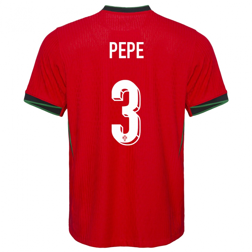 Hombre Camiseta Portugal Pepe #3 Rojo 1ª Equipación 24-26 La Camisa Argentina