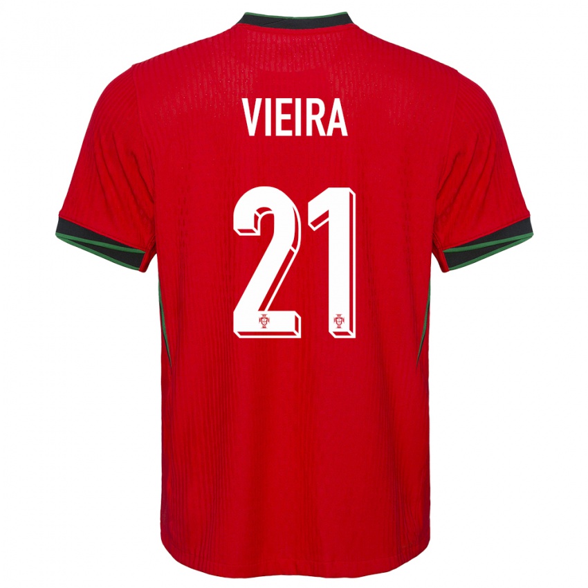 Hombre Camiseta Portugal Fabio Vieira #21 Rojo 1ª Equipación 24-26 La Camisa Argentina
