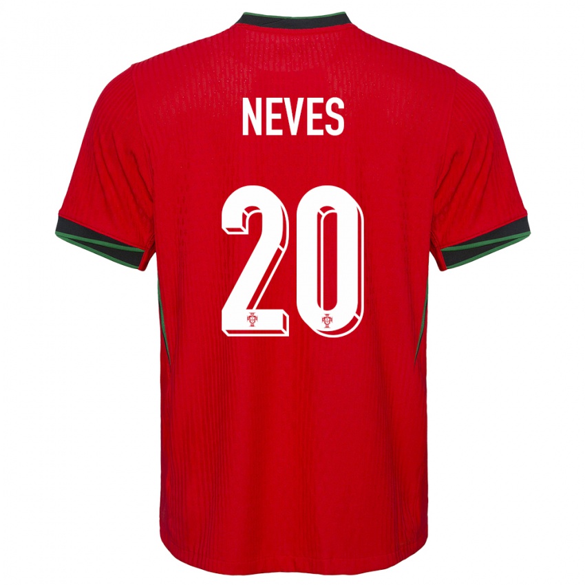 Hombre Camiseta Portugal Joao Neves #20 Rojo 1ª Equipación 24-26 La Camisa Argentina