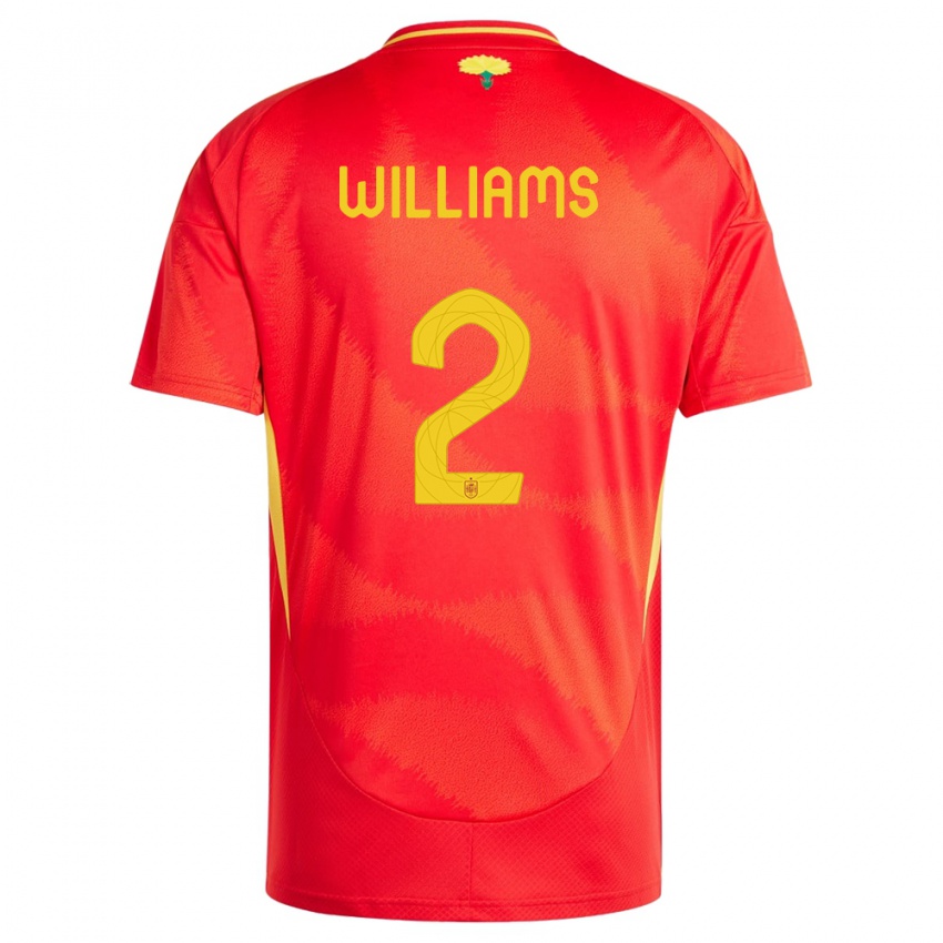 Hombre Camiseta España Nico Williams #2 Rojo 1ª Equipación 24-26 La Camisa Argentina