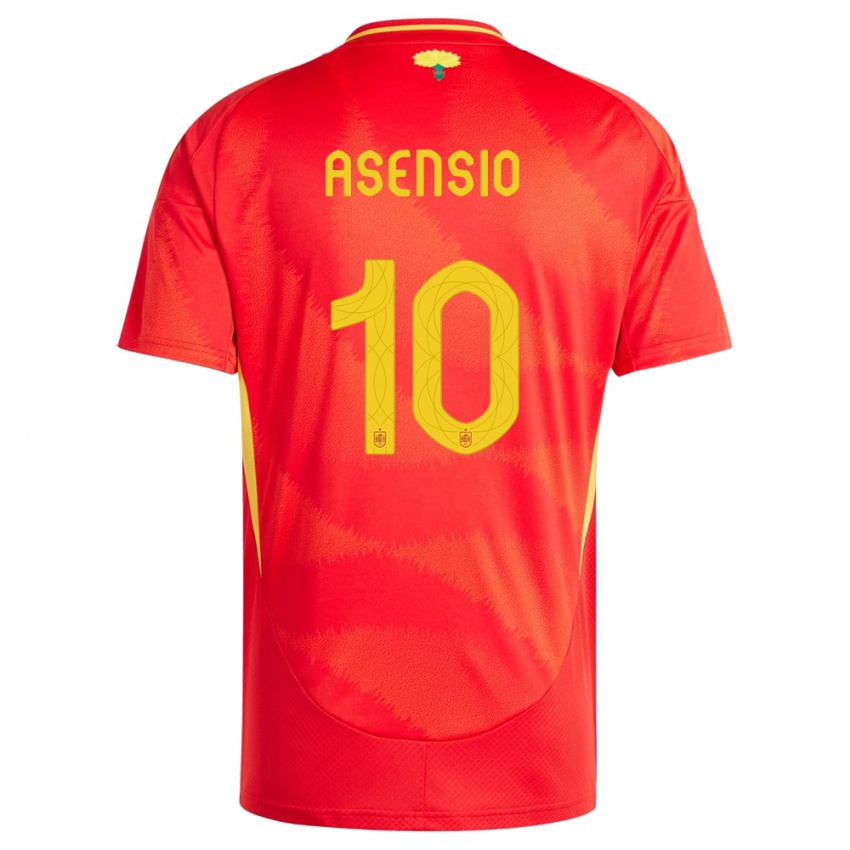 Hombre Camiseta España Marco Asensio #10 Rojo 1ª Equipación 24-26 La Camisa Argentina