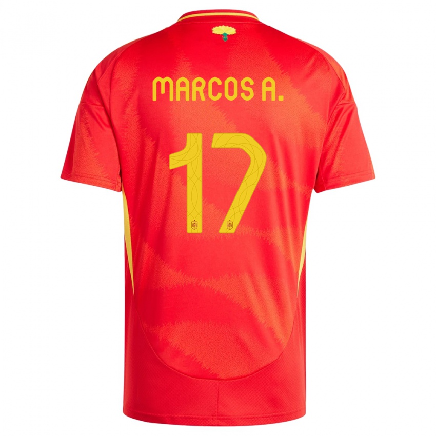 Hombre Camiseta España Marcos Alonso #17 Rojo 1ª Equipación 24-26 La Camisa Argentina