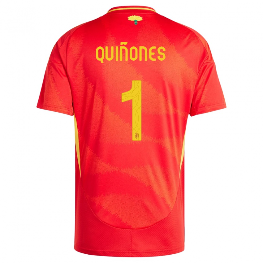 Hombre Camiseta España Mariasun Quinones #1 Rojo 1ª Equipación 24-26 La Camisa Argentina