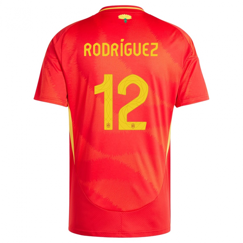 Hombre Camiseta España Lucia Rodriguez #12 Rojo 1ª Equipación 24-26 La Camisa Argentina