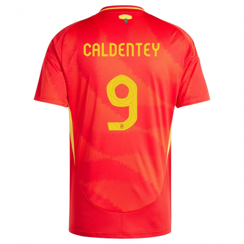 Hombre Camiseta España Mariona Caldentey #9 Rojo 1ª Equipación 24-26 La Camisa Argentina
