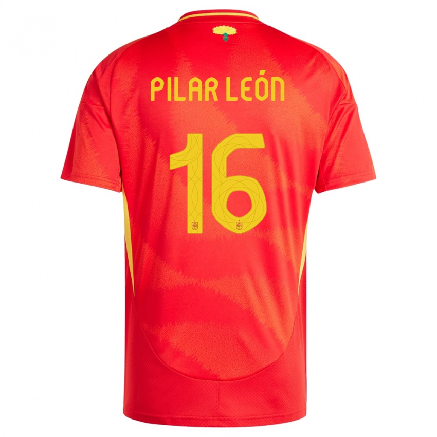 Hombre Camiseta España Maria Pilar Leon #16 Rojo 1ª Equipación 24-26 La Camisa Argentina