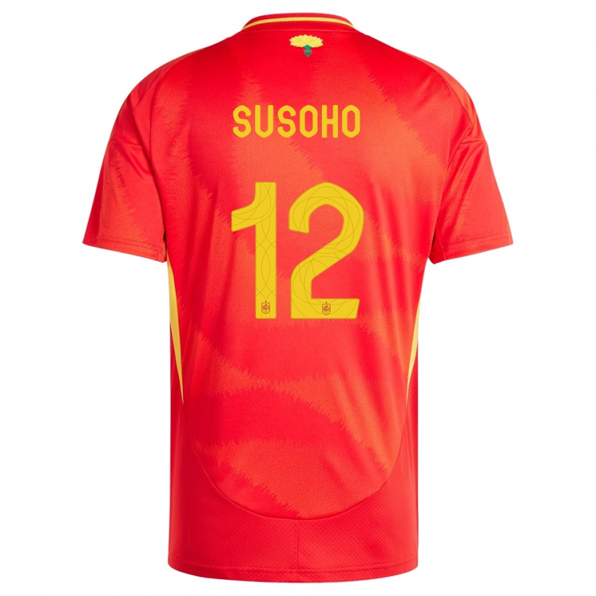Hombre Camiseta España Mahamadou Susoho #12 Rojo 1ª Equipación 24-26 La Camisa Argentina
