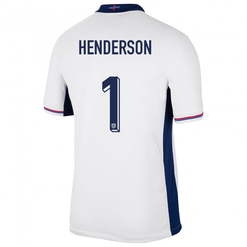 Hombre Camiseta Inglaterra Dean Henderson #1 Blanco 1ª Equipación 24-26 La Camisa Argentina