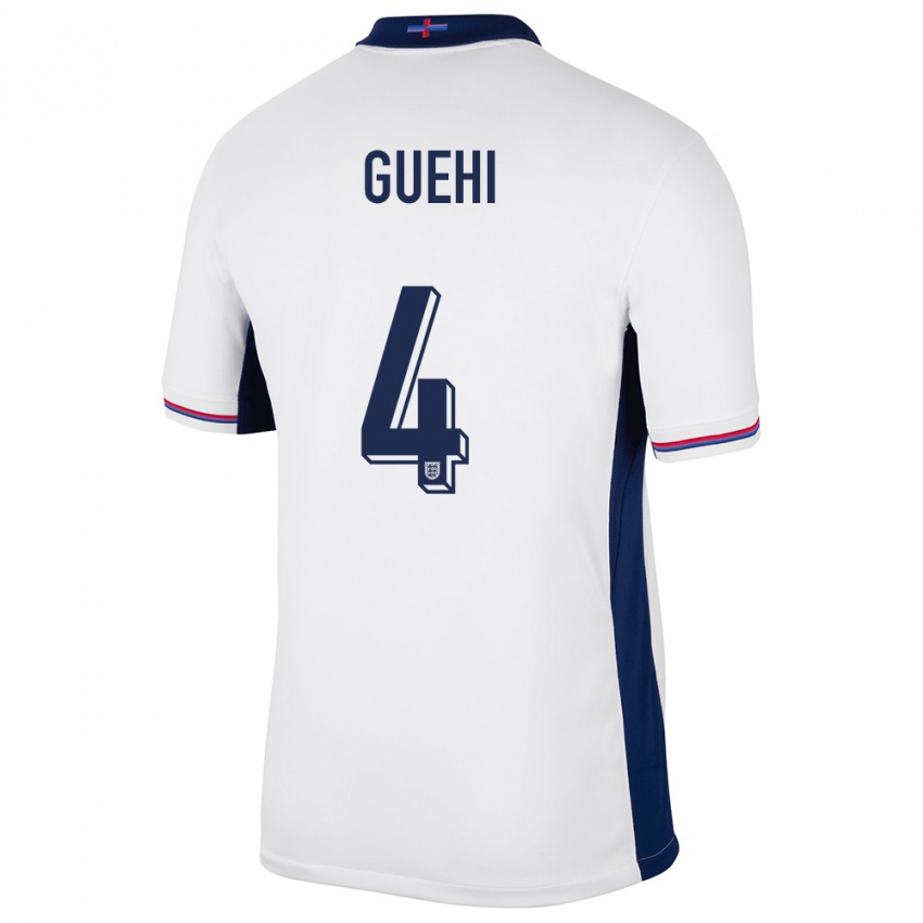 Hombre Camiseta Inglaterra Marc Guehi #4 Blanco 1ª Equipación 24-26 La Camisa Argentina