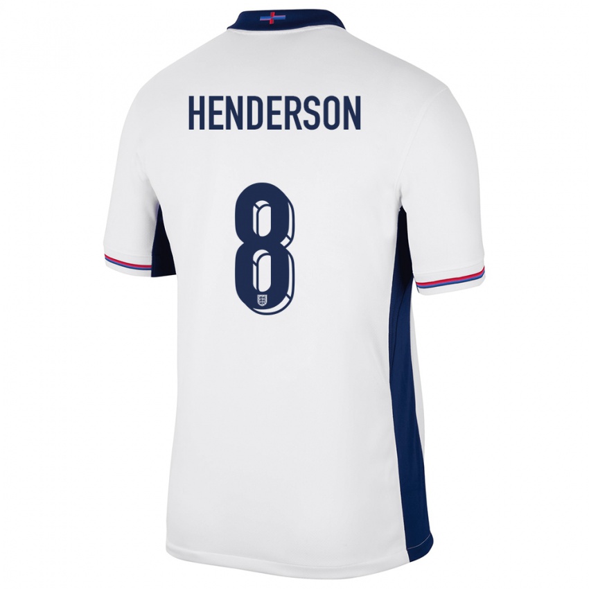 Hombre Camiseta Inglaterra Jordan Henderson #8 Blanco 1ª Equipación 24-26 La Camisa Argentina
