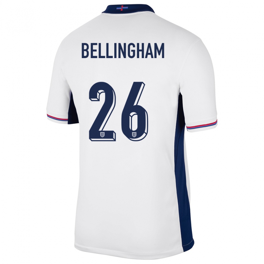 Hombre Camiseta Inglaterra Jude Bellingham #26 Blanco 1ª Equipación 24-26 La Camisa Argentina