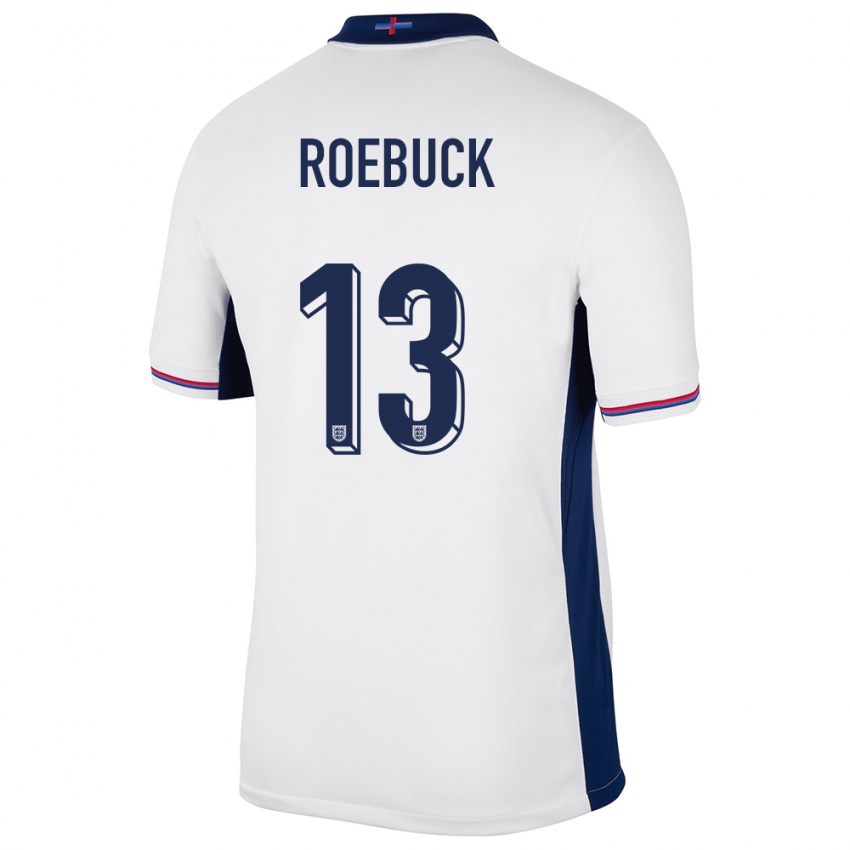 Hombre Camiseta Inglaterra Ellie Roebuck #13 Blanco 1ª Equipación 24-26 La Camisa Argentina