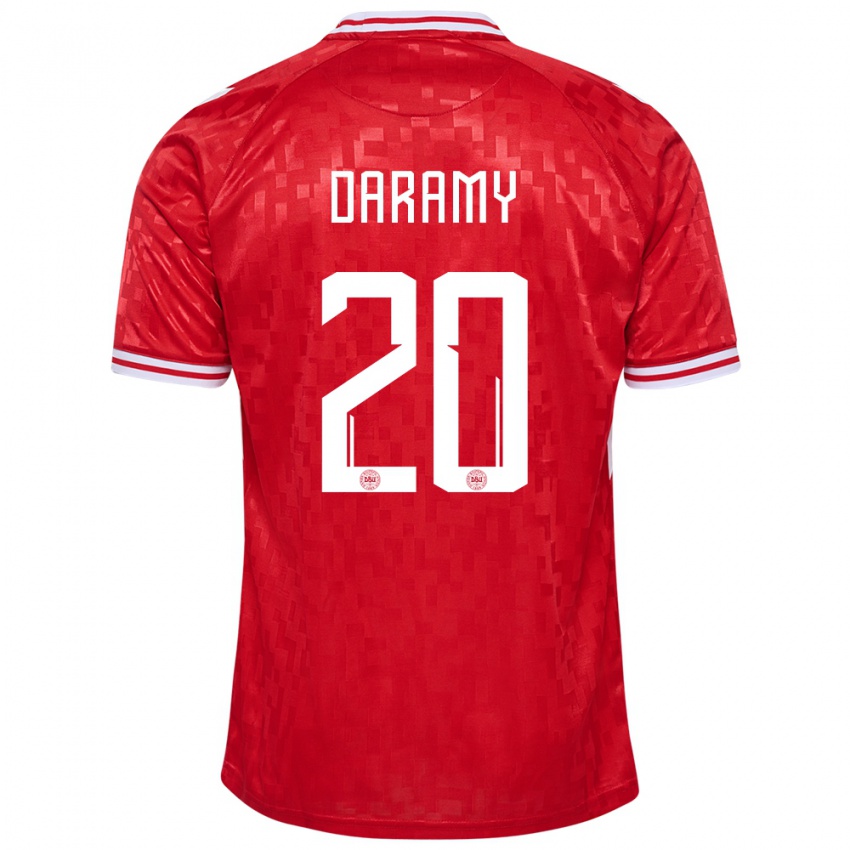 Hombre Camiseta Dinamarca Mohamed Daramy #20 Rojo 1ª Equipación 24-26 La Camisa Argentina