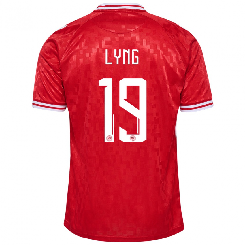 Hombre Camiseta Dinamarca Alexander Lyng #19 Rojo 1ª Equipación 24-26 La Camisa Argentina