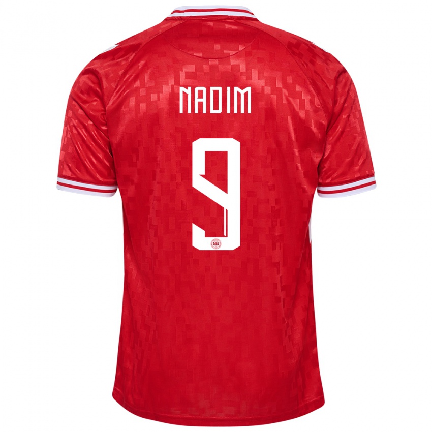 Hombre Camiseta Dinamarca Nadia Nadim #9 Rojo 1ª Equipación 24-26 La Camisa Argentina