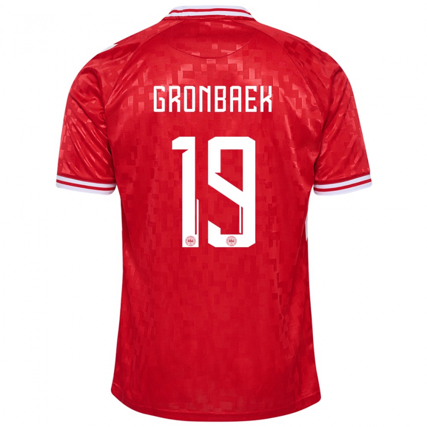 Hombre Camiseta Dinamarca Albert Gronbaek #19 Rojo 1ª Equipación 24-26 La Camisa Argentina