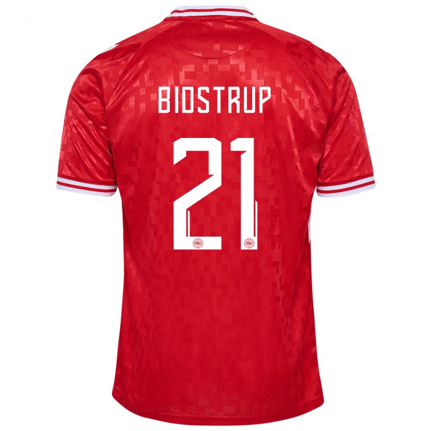 Hombre Camiseta Dinamarca Mads Bidstrup #21 Rojo 1ª Equipación 24-26 La Camisa Argentina