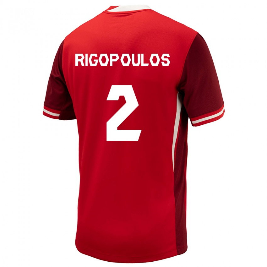 Hombre Camiseta Canadá Theo Rigopoulos #2 Rojo 1ª Equipación 24-26 La Camisa Argentina