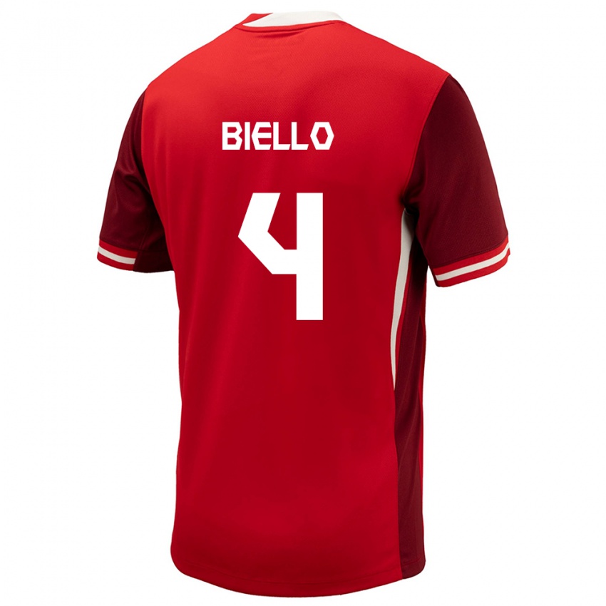 Hombre Camiseta Canadá Alessandro Biello #4 Rojo 1ª Equipación 24-26 La Camisa Argentina