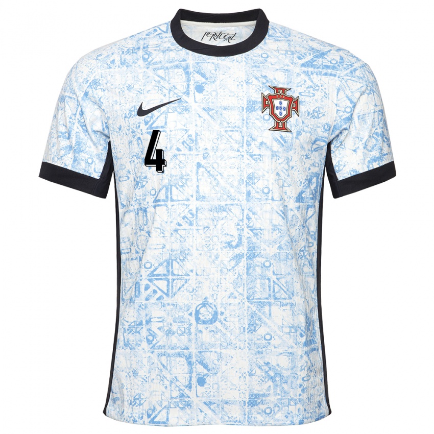 Hombre Camiseta Portugal Ricardo Ribeiro #4 Crema Azul 2ª Equipación 24-26 La Camisa Argentina