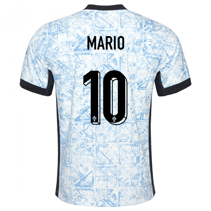 Hombre Camiseta Portugal Joao Mario #10 Crema Azul 2ª Equipación 24-26 La Camisa Argentina
