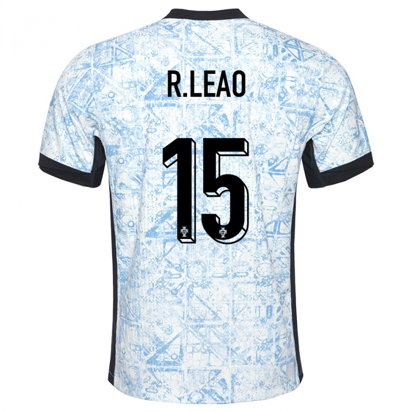 Hombre Camiseta Portugal Rafael Leao #15 Crema Azul 2ª Equipación 24-26 La Camisa Argentina