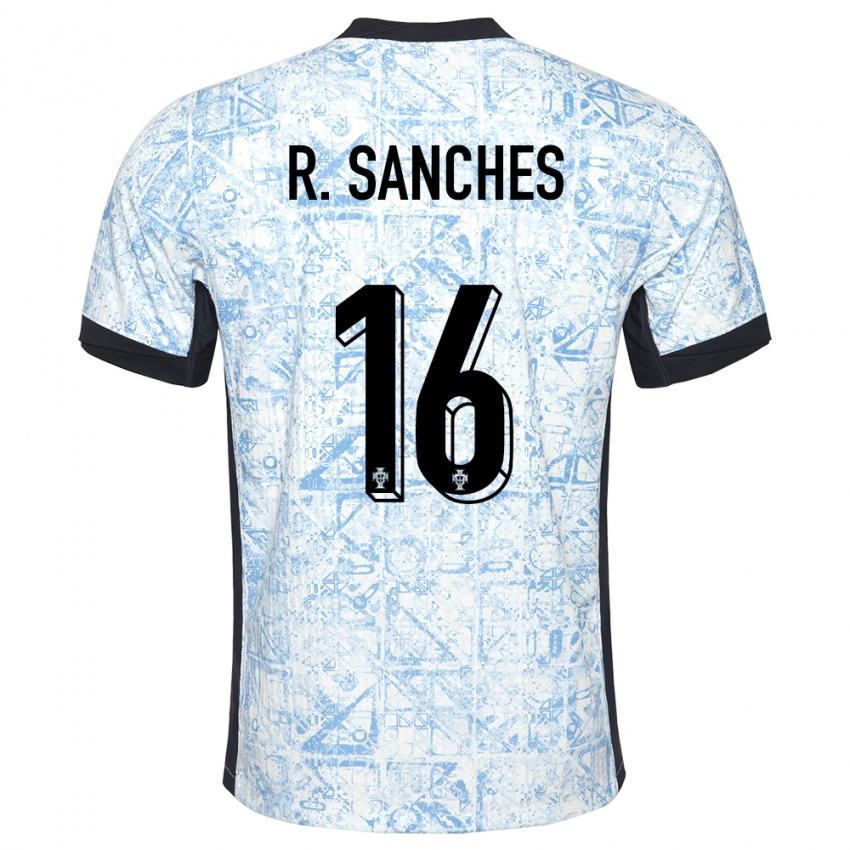 Hombre Camiseta Portugal Renato Sanches #16 Crema Azul 2ª Equipación 24-26 La Camisa Argentina