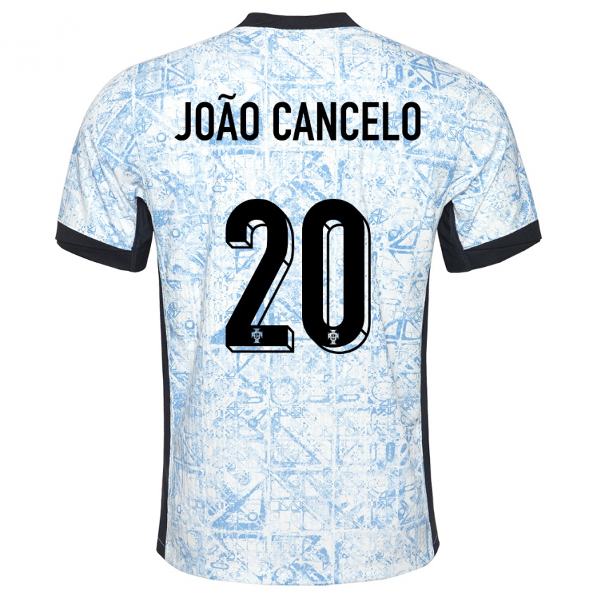Hombre Camiseta Portugal Joao Cancelo #20 Crema Azul 2ª Equipación 24-26 La Camisa Argentina