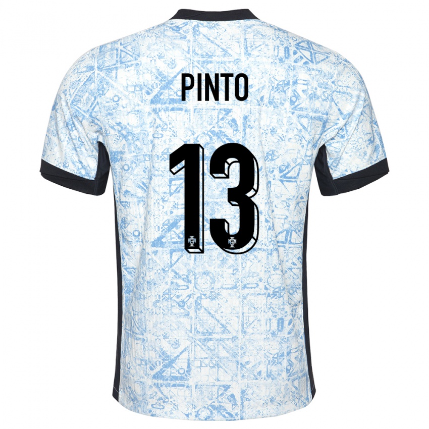 Hombre Camiseta Portugal Fatima Pinto #13 Crema Azul 2ª Equipación 24-26 La Camisa Argentina