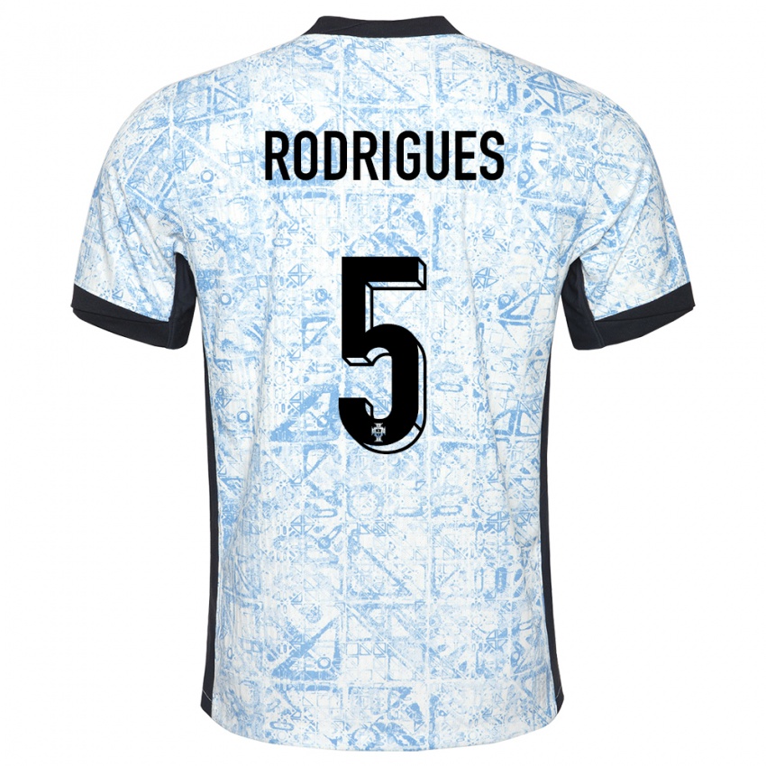 Hombre Camiseta Portugal Rafael Rodrigues #5 Crema Azul 2ª Equipación 24-26 La Camisa Argentina