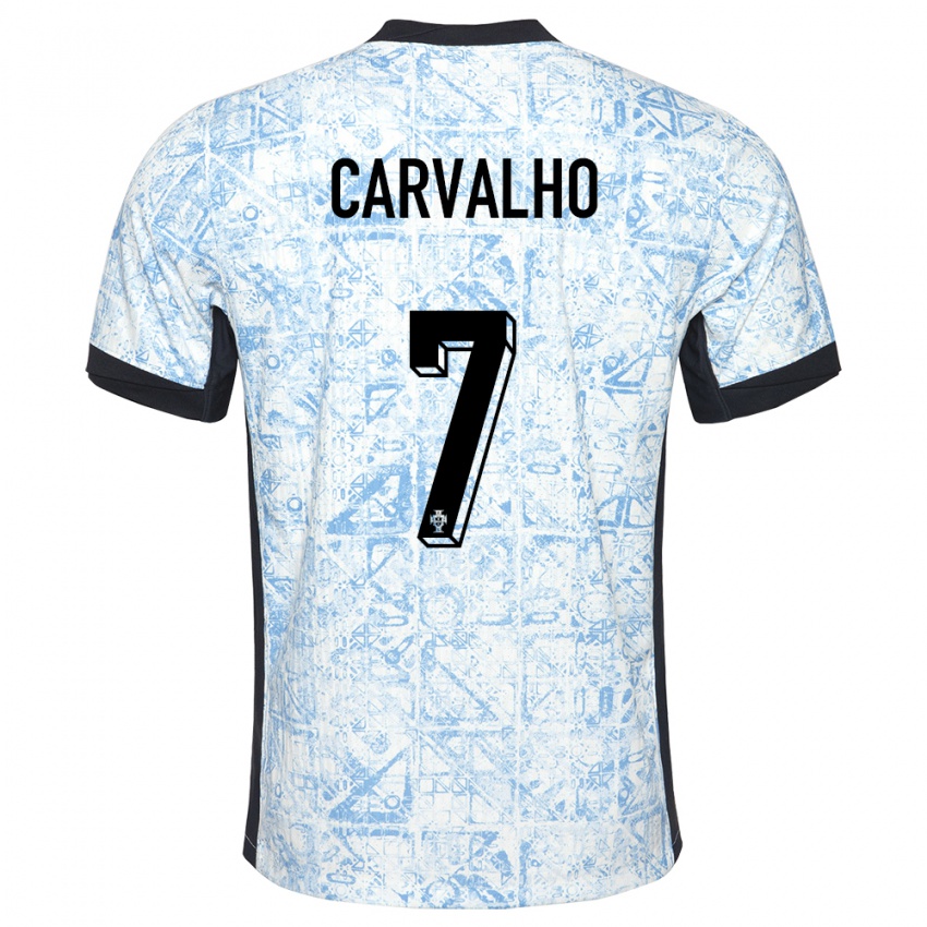 Hombre Camiseta Portugal Fabio Carvalho #7 Crema Azul 2ª Equipación 24-26 La Camisa Argentina